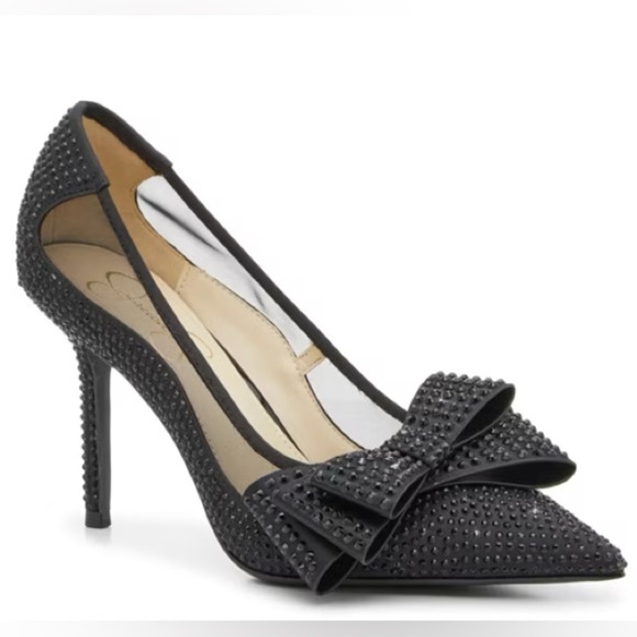 Jessica Simpson Ranika Pump Black Studded Bow Heels Size 9 - Picture 1 of 17